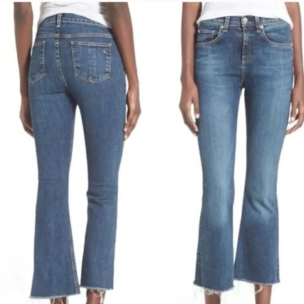 Rag & Bone 10” high rise crop flare jeans size 28